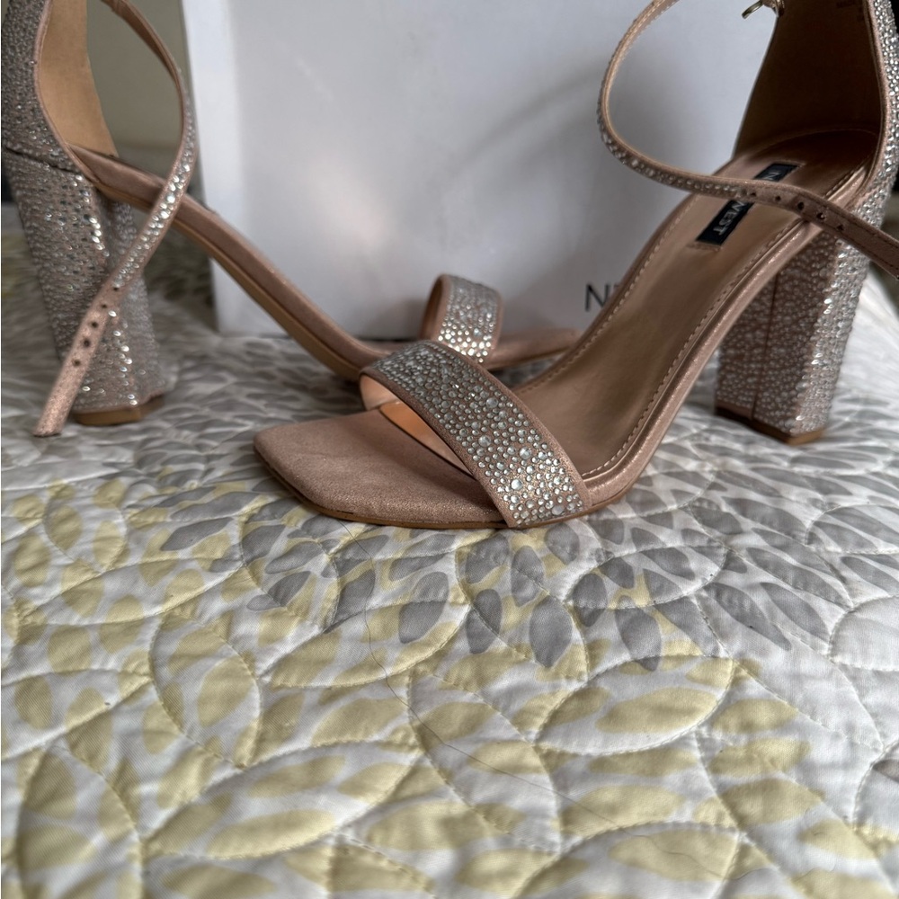 Nine West Sparkling Silver and Nude Heels